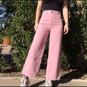 Pink Wide Leg High Waited Jeans